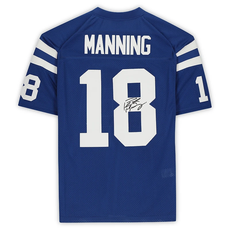 Maillot Royal Mitchell & Ness Legacy autographié par Peyton Manning des Indianapolis Colts