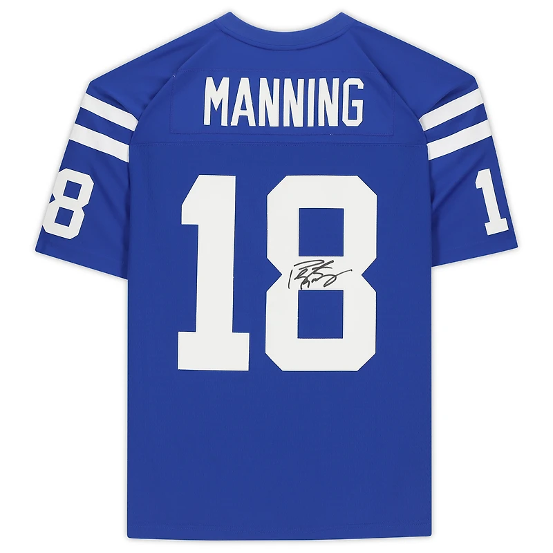 Maillot Royal Mitchell & Ness Legacy autographié par Peyton Manning des Indianapolis Colts