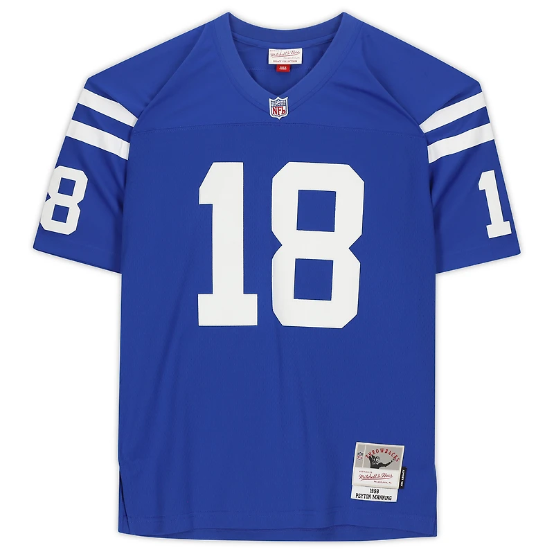 Maillot Royal Mitchell & Ness Legacy autographié par Peyton Manning des Indianapolis Colts