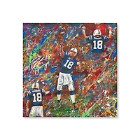 Peyton Manning, joueur des Indianapolis Colts, autographié et imprimé sur toile tendue (71 x 71 cm) avec embellissements - Illustration de Murray Henderson - Exemplaire n° 1 d'une édition limitée à 5 exemplaires