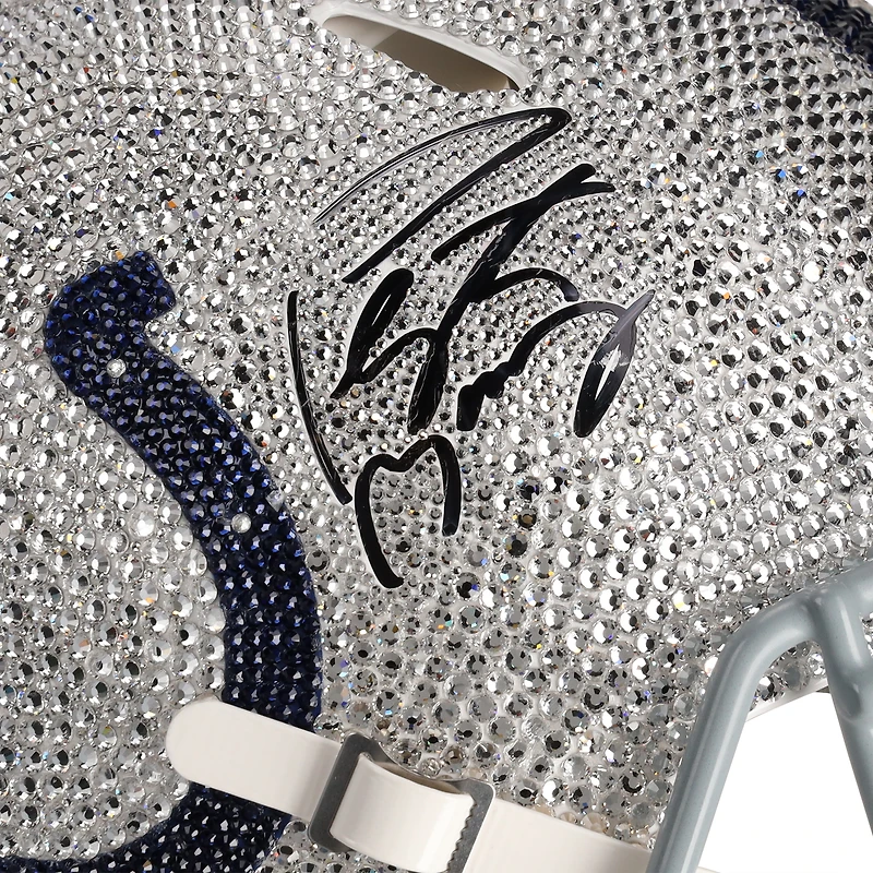 Casque Riddell Speed 2020 authentique dédicacé par Peyton Manning des Indianapolis Colts avec cristaux Swarovski - Illustration par Rock On Sports