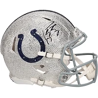 Casque Riddell Speed 2020 authentique dédicacé par Peyton Manning des Indianapolis Colts avec cristaux Swarovski - Illustration par Rock On Sports