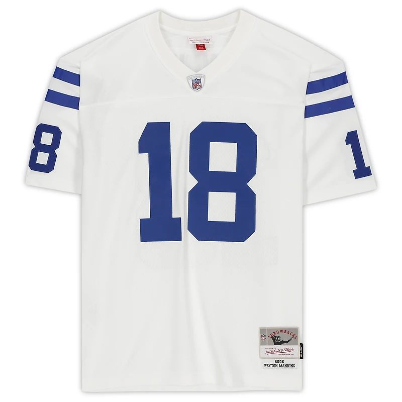Peyton Manning Indianapolis Colts Autographed White Mitchell & Ness Replica Jersey with "HOF 21" Inscription