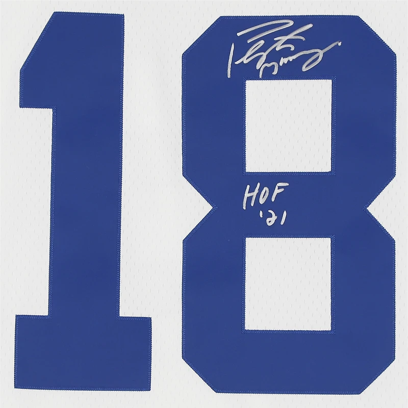 Peyton Manning Indianapolis Colts Autographed White Mitchell & Ness Replica Jersey with "HOF 21" Inscription