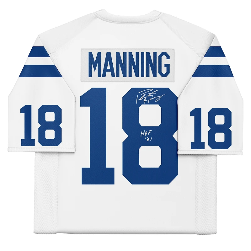 Peyton Manning Indianapolis Colts Autographed White Mitchell & Ness Replica Jersey with "HOF 21" Inscription
