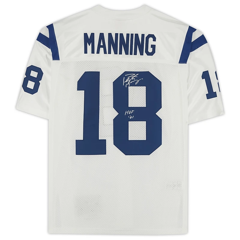 Peyton Manning White Indianapolis Colts Autographed Mitchell & Ness Super Bowl XLI Throwback Authentic Jersey with "HOF 21" Inscription