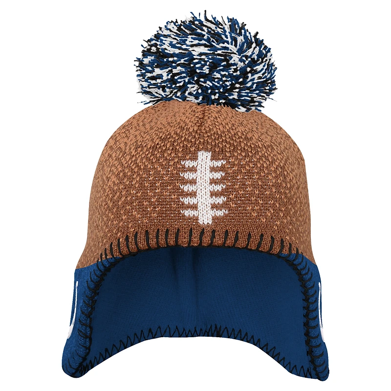 Preschool Brown Indianapolis Colts Football Head Knit Hat with Pom