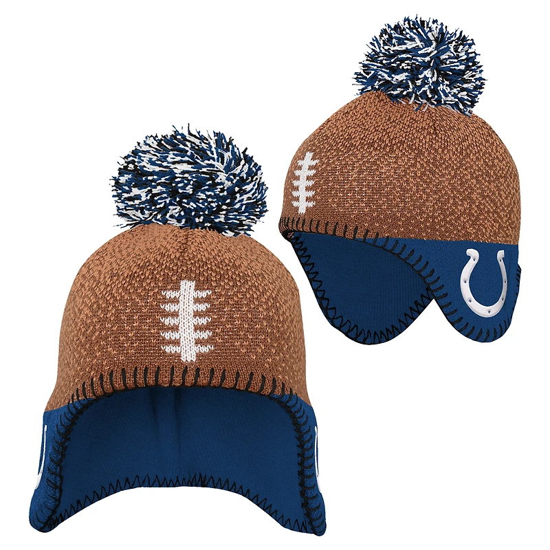 Preschool Brown Indianapolis Colts Football Head Knit Hat with Pom
