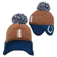 Preschool Brown Indianapolis Colts Football Head Knit Hat with Pom