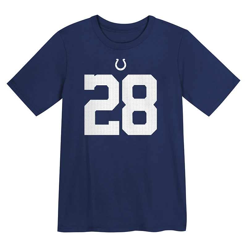 T-shirt Nike Jonathan Taylor Royal Indianapolis Colts pour enfants d'âge préscolaire, avec nom et numéro du joueur