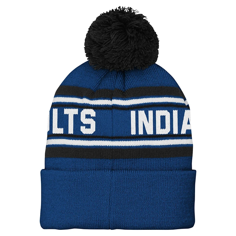 Bonnet en tricot jacquard à revers et pompon pour enfant d'âge préscolaire des Royal Indianapolis Colts