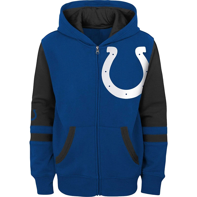 Sweat à capuche entièrement zippé pour enfants Royal Indianapolis Colts Stadium préscolaire