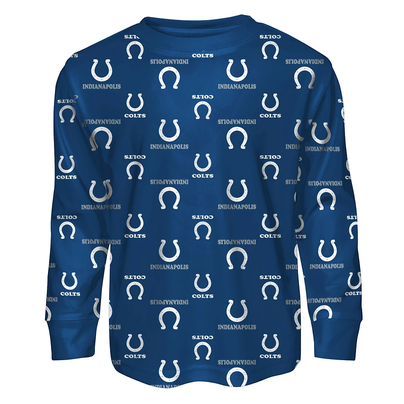 Ensemble de nuit pour tout-petit Outerstuff Royal Indianapolis Colts, t-shirt à manches longues et pantalon imprimé intégral