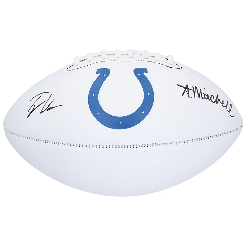 Tyler Warren et Adonai Mitchell Indianapolis Colts ont dédicacé le ballon de football Franklin White Panel