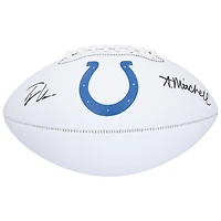 Tyler Warren et Adonai Mitchell Indianapolis Colts ont dédicacé le ballon de football Franklin White Panel