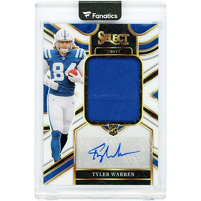 Tyler Warren Indianapolis Colts Autographed 2025 Panini Select White Jumbo Rookie Signatures Swatches Jersey Relic #JRS-TWN #10/75 Rookie Card