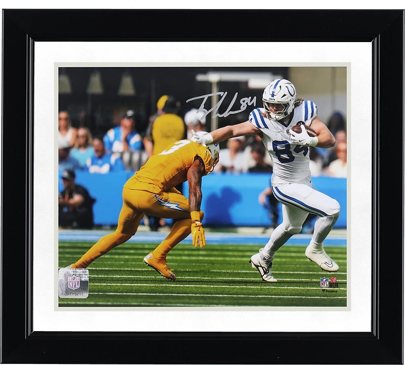Tyler Warren Indianapolis Colts Autographed 8" x 10" Stiff Arm vs. Los Angeles Chargers Photograph