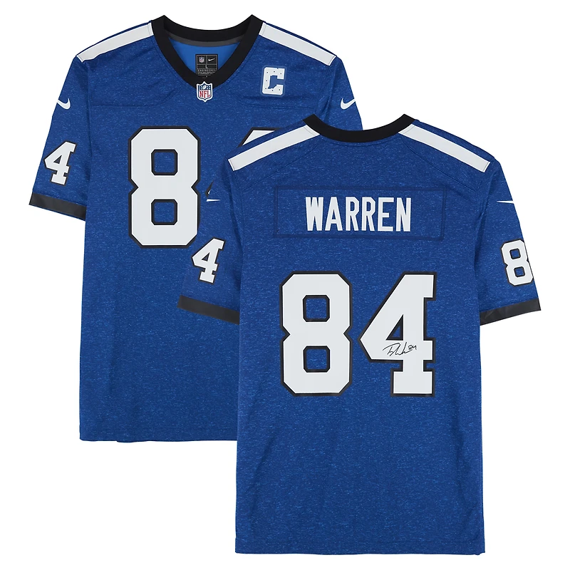 Maillot alternatif bleu royal Nike autographié par Tyler Warren des Indianapolis Colts