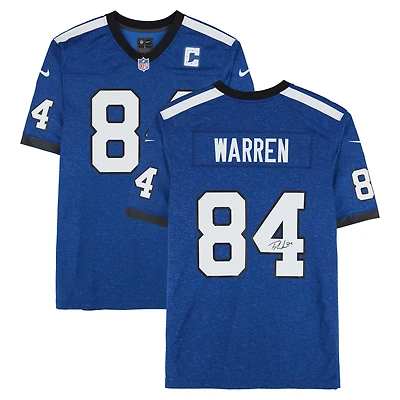 Maillot alternatif bleu royal Nike autographié par Tyler Warren des Indianapolis Colts