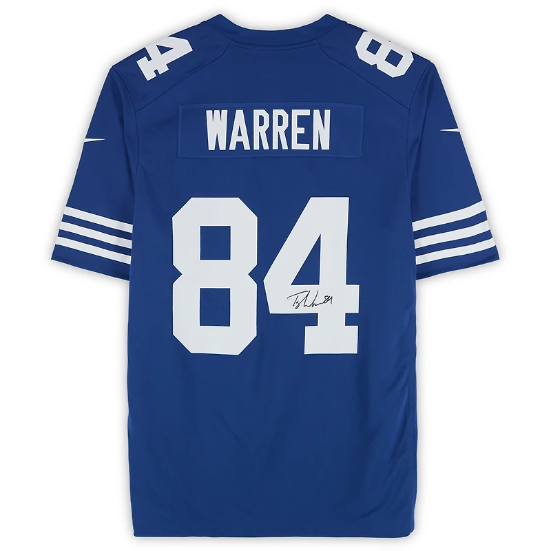 Maillot rétro Nike royal autographié par Tyler Warren des Indianapolis Colts