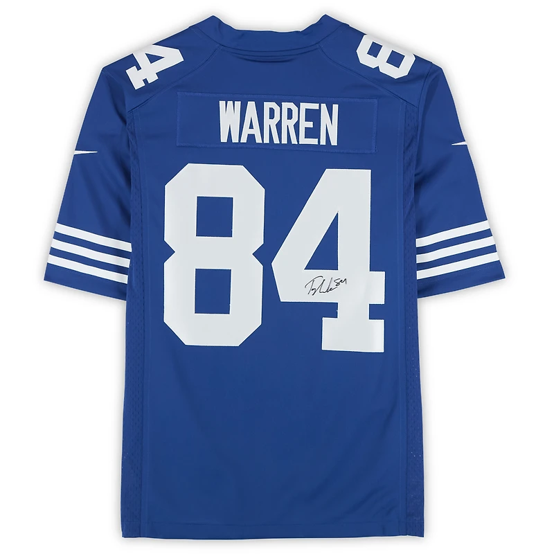 Maillot Nike rétro royal autographié de Tyler Warren, Indianapolis Colts