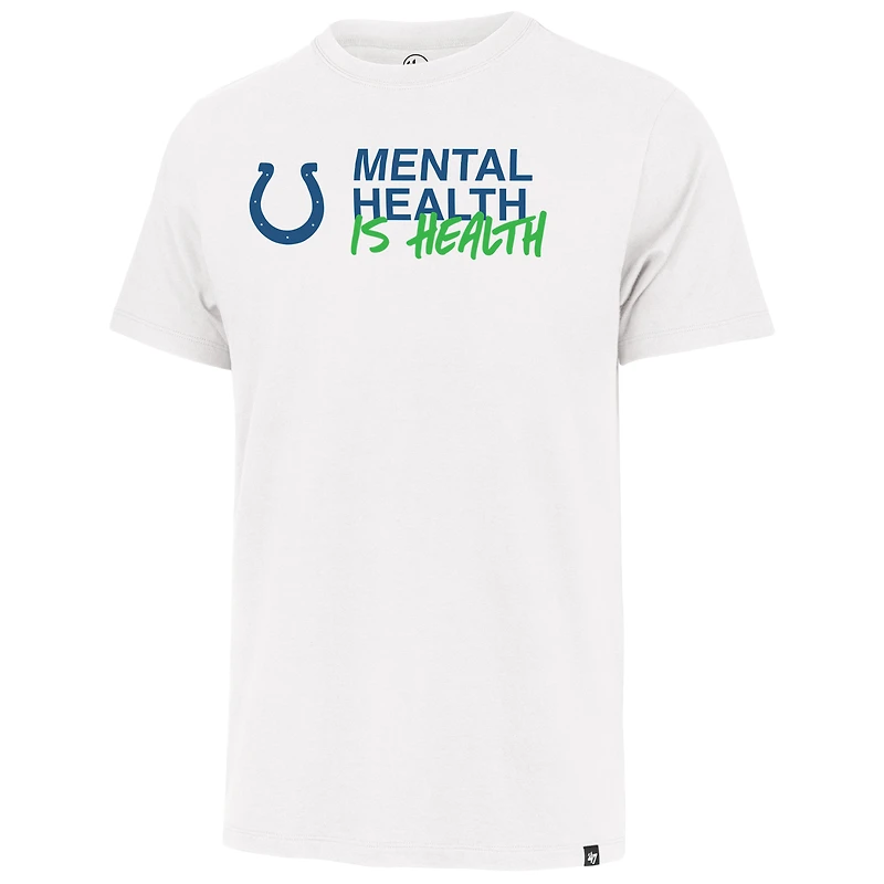 T-shirt unisexe blanc « 47 Indianapolis Colts Mental Health is Health » pour vaincre la stigmatisation Franklin