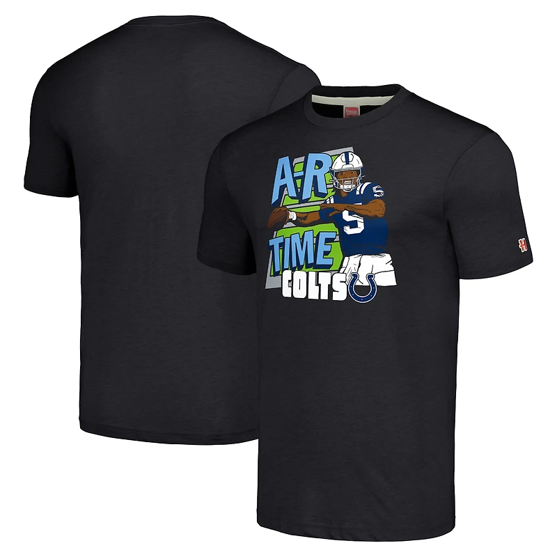 T-shirt unisexe en mélange de trois matières, hommage à Anthony Richardson Sr., couleur anthracite, représentant une caricature du joueur des Indianapolis Colts.