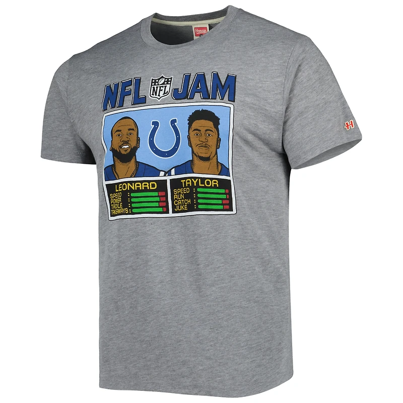 Unisex Homage Jonathan Taylor & Shaquille Leonard Heather Gray Indianapolis Colts NFL Jam Tri-Blend T-Shirt