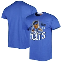 Unisex Homage Jonathan Taylor Heather Royal Indianapolis Colts Caricature Player Tri-Blend T-Shirt