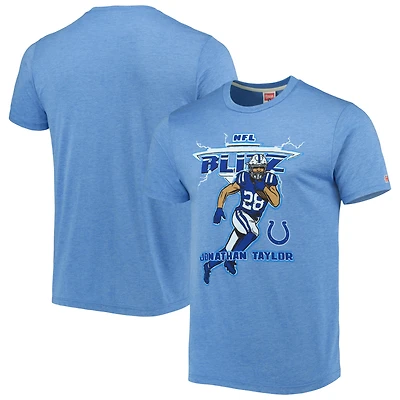 T-shirt unisexe Hommage à Jonathan Taylor, coloris chiné royal, Indianapolis Colts NFL Blitz Player, mélange de trois matières