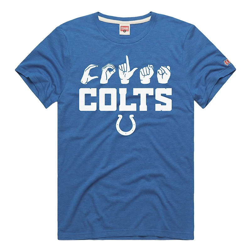 T-shirt unisexe Hommage Royal Indianapolis Colts NFL ASL Collection par Love Sign Tri-Blend