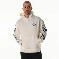 Sweat à capuche unisexe en polaire manches graphiques empilées, couleur crème, des Indianapolis Colts de The Wild Collective