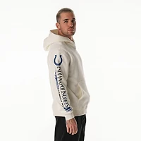 Sweat à capuche unisexe en polaire manches graphiques empilées, couleur crème, des Indianapolis Colts de The Wild Collective