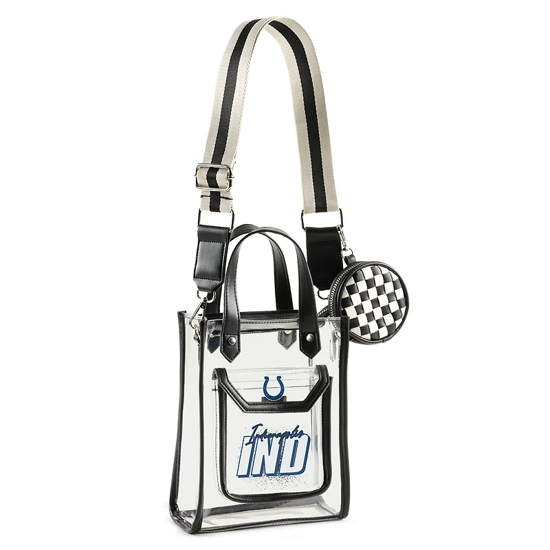 WEAR by Erin Andrews Sac à bandoulière transparent Indianapolis Colts Stadium avec pochette à monnaie