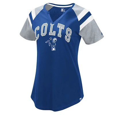 Women's Starter  Royal Indianapolis Colts Game On Notch Neck Raglan T-Shirt