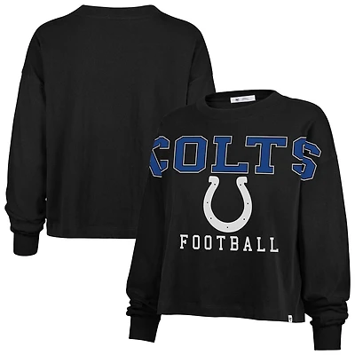 Women's '47 Black Indianapolis Colts Outreach City Oversized Long Sleeve T-Shirt