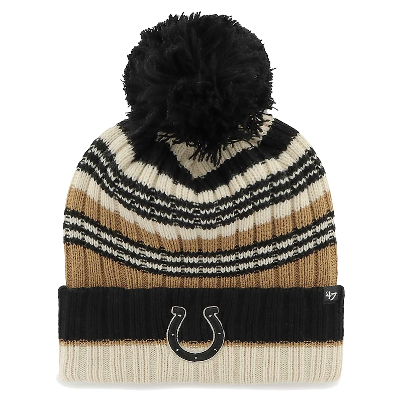 Bonnet en tricot à revers Barista '47 Natural Indianapolis Colts pour femmes avec pompon