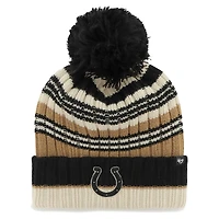 Bonnet en tricot à revers Barista '47 Natural Indianapolis Colts pour femmes avec pompon