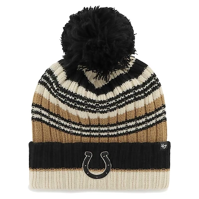 Bonnet en tricot à revers Barista '47 Natural Indianapolis Colts pour femmes avec pompon