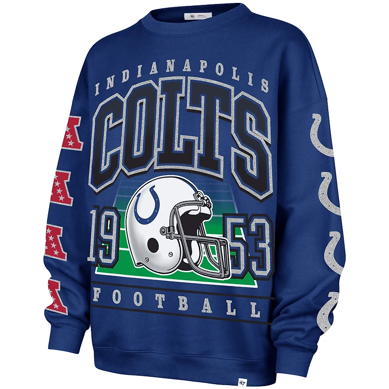 Women's '47  Royal Indianapolis Colts Go Big Oversized Pullover Sweatshirt