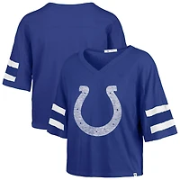 Women's '47 Royal Indianapolis Colts Premier Scout Cropped V-Neck T-Shirt