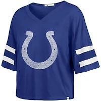 Women's '47 Royal Indianapolis Colts Premier Scout Cropped V-Neck T-Shirt
