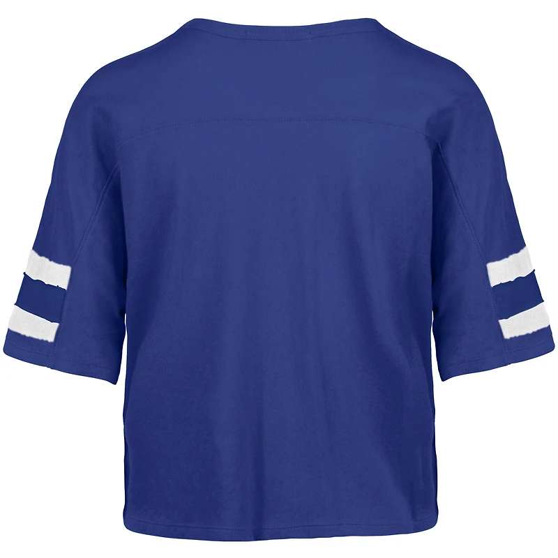 Women's '47 Royal Indianapolis Colts Premier Scout Cropped V-Neck T-Shirt