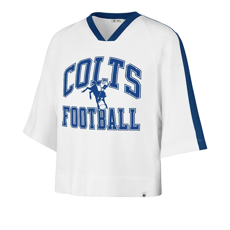Women's '47 White Indianapolis Colts Big Overarch Drop Needle Raglan V-Neck T-Shirt