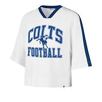 Women's '47 White Indianapolis Colts Big Overarch Drop Needle Raglan V-Neck T-Shirt