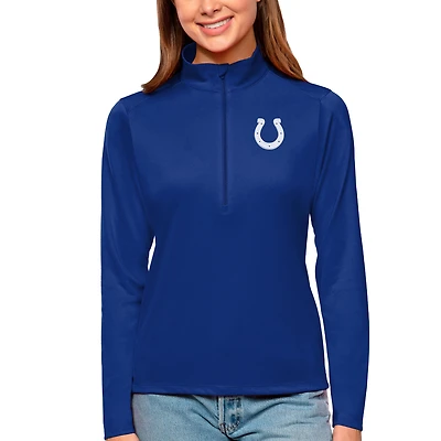 Women's Antigua Charcoal Indianapolis Colts Tribute Half-Zip Top