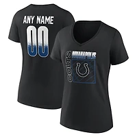 T-shirt à col en V personnalisé avec nom et numéro, Indianapolis Colts, noir, pour femme, domicile.