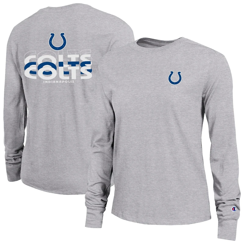 T-shirt à manches longues gris pour femme, championne des Indianapolis Colts