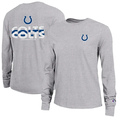 T-shirt à manches longues gris pour femme, championne des Indianapolis Colts