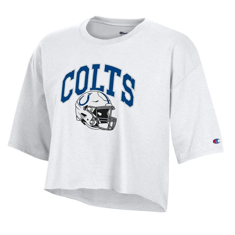 Women's Champion White Indianapolis Colts Boyfriend Cropped T-Shirt